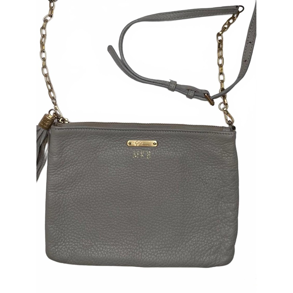 Gigi Chelsea Soft Gray Pebble Leather Crossbody Bag Quiet‎ Luxury Coastal Chic